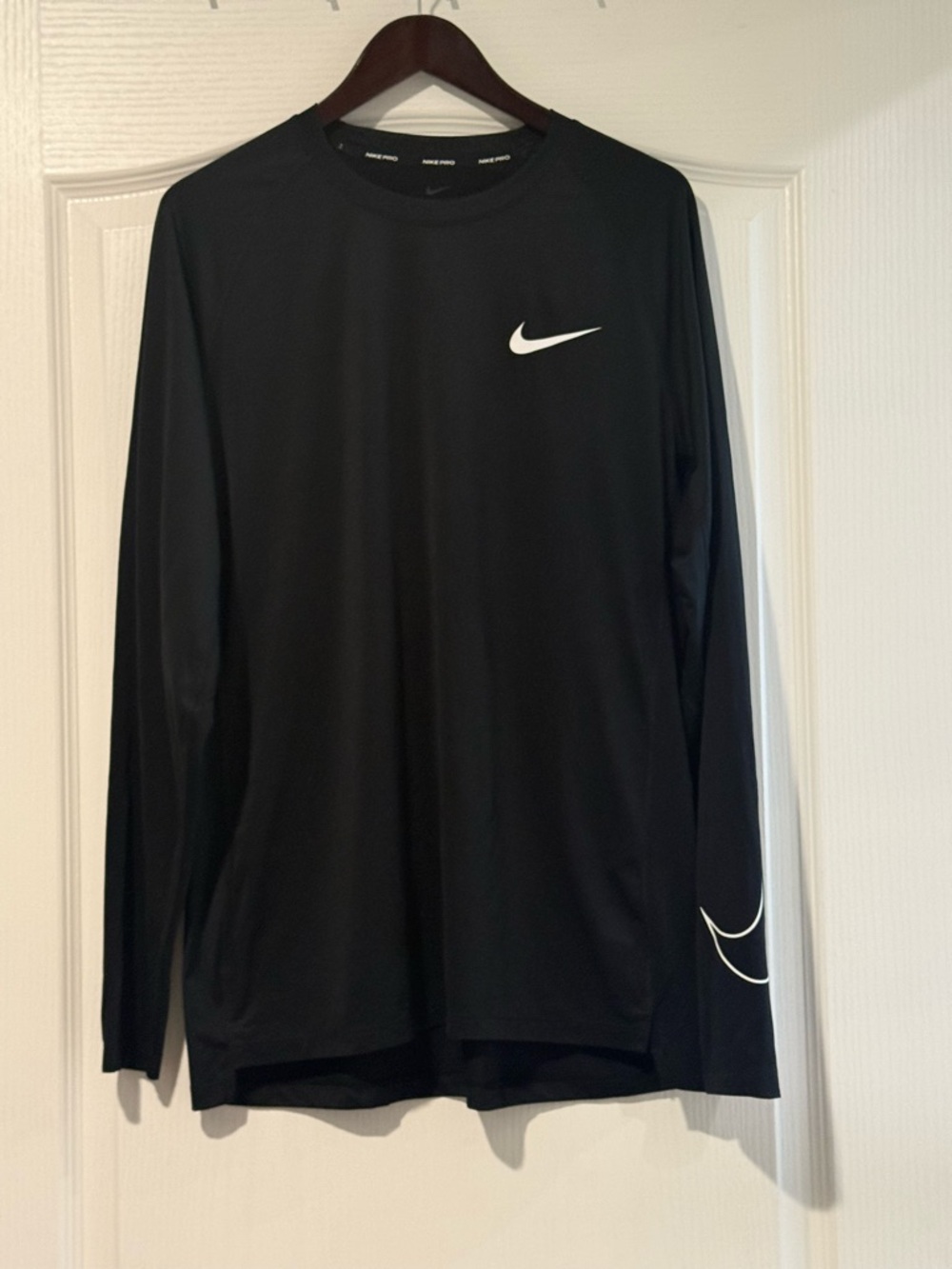 Nike Pro Dri-Fit Long Sleeve Shirt Black XL Slim Fit Athletic Training Top